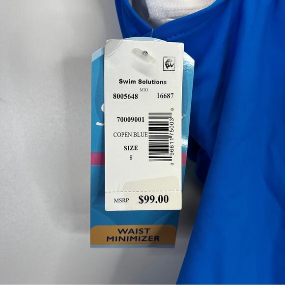 Swim Solutions Tummy Control Plunge One Piece swimsuit copen blue - 8 - Picture 11 of 13